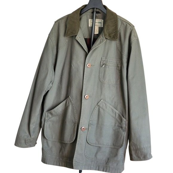 L.L. Bean Other - LL Bean Original Field Coat Mens Large Green Chore Jacket Blanket Flannel Lining